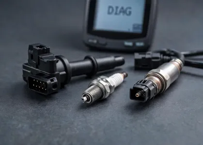 Spark plug, ignition coil and oxygen sensor